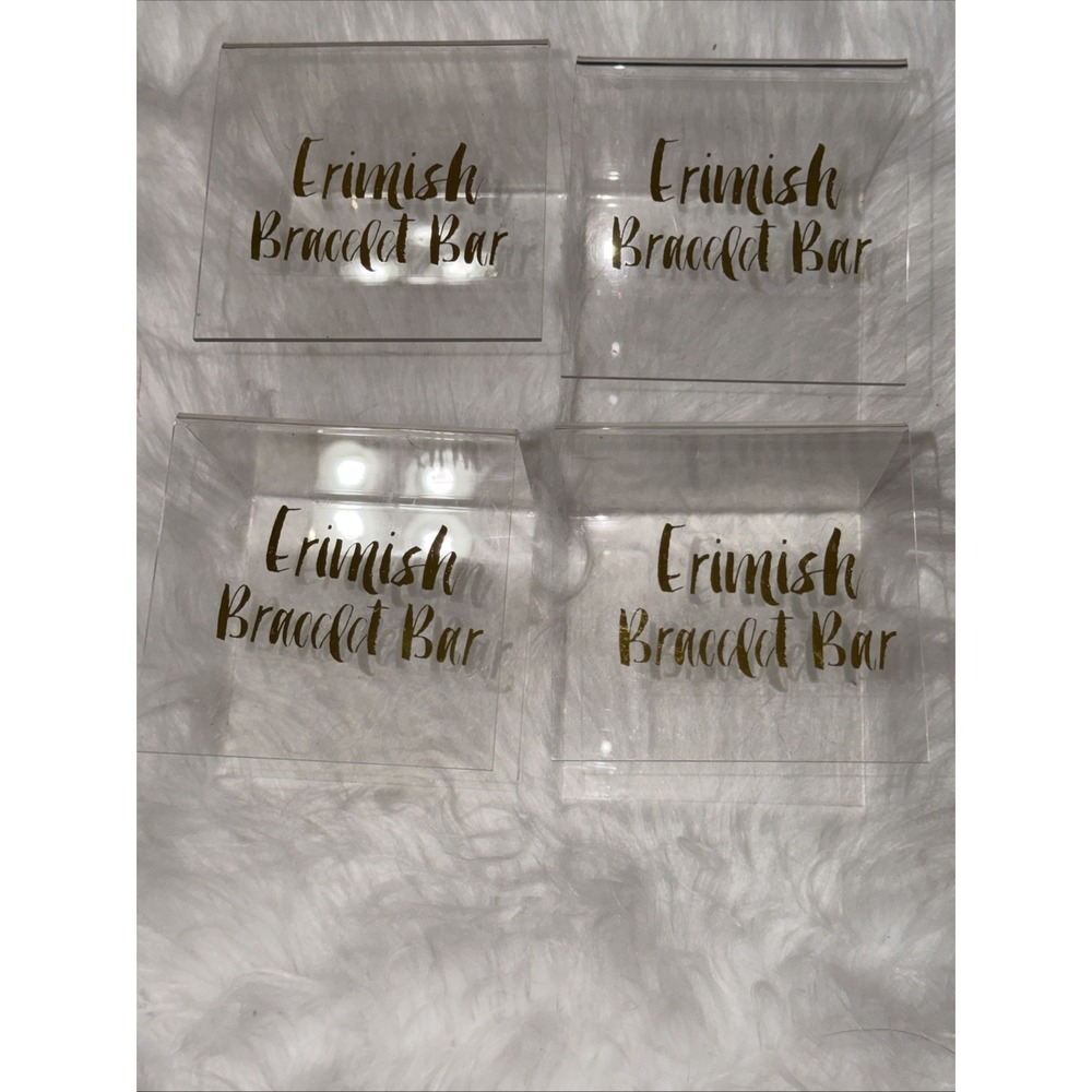 Erimish Bracelet Bar Acrylic Jewelry Display Stands Clear Gold Logo Set of 4